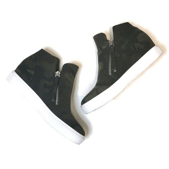 Steve Madden Caliber Camouflage Platform Side Zipper Green Camo Sneaker Size 7.5 - Picture 15 of 15